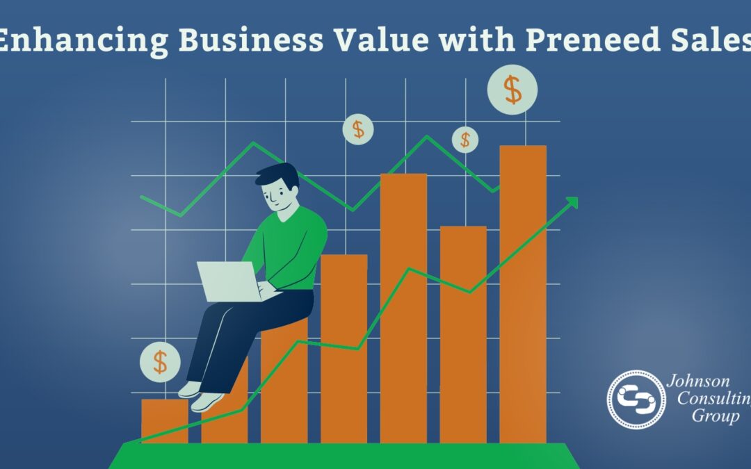 Enhancing Business Value with Preneed Sales, man sitting on graphs with computer